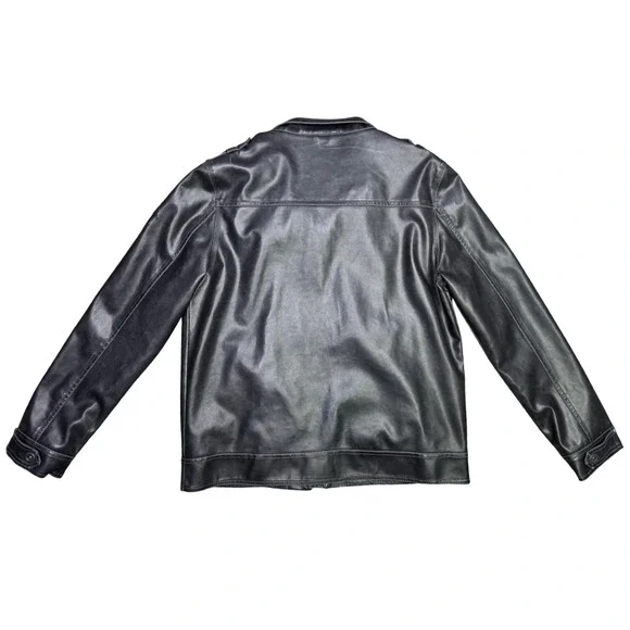 BKE Men's Faux Leather Jacket Dark Gray Size Large Slim Fit Motorcycle Biker - Picture 11 of 13